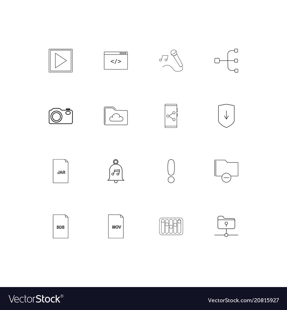 Files and folders sign linear thin icons set