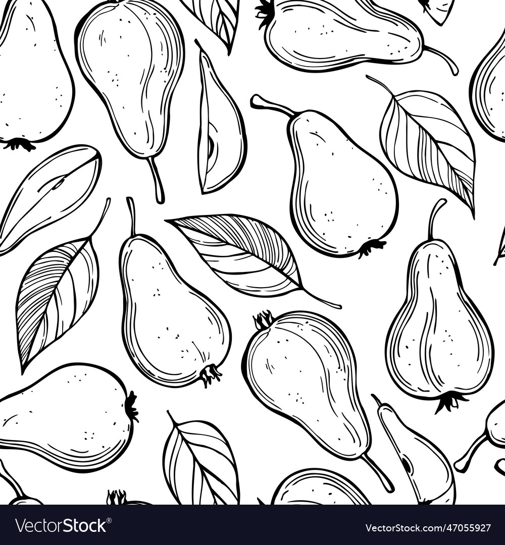 Hand-drawn pears pattern