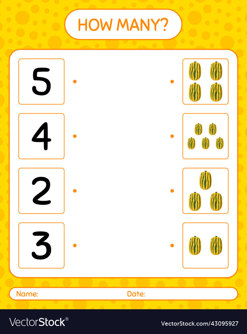 How many counting game with delicata squash vector image How many counting game with delicata squash