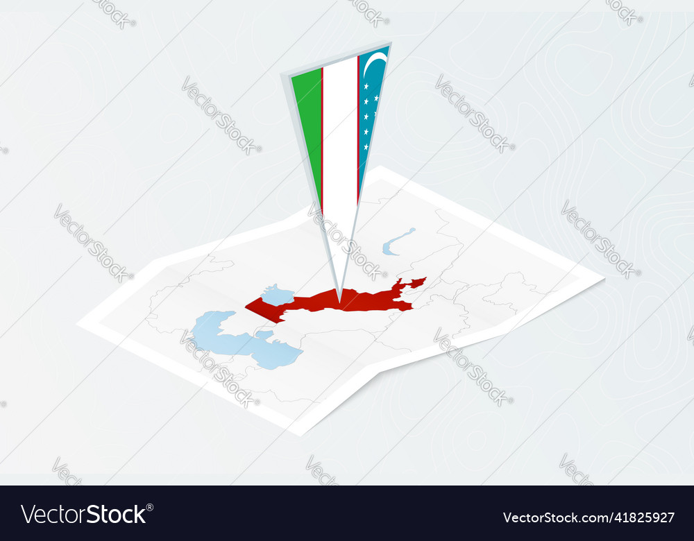 Isometric paper map of uzbekistan with triangular Vector Image Isometric paper map of uzbekistan with triangular
