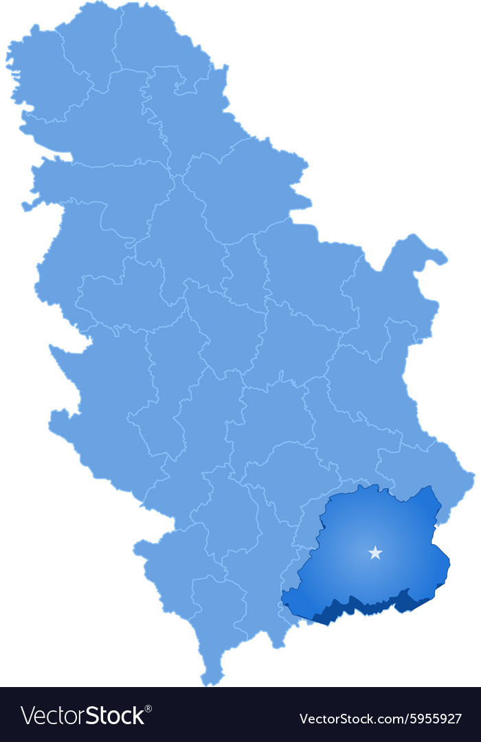 Karte von serbia subdivision pcinja Bezirk