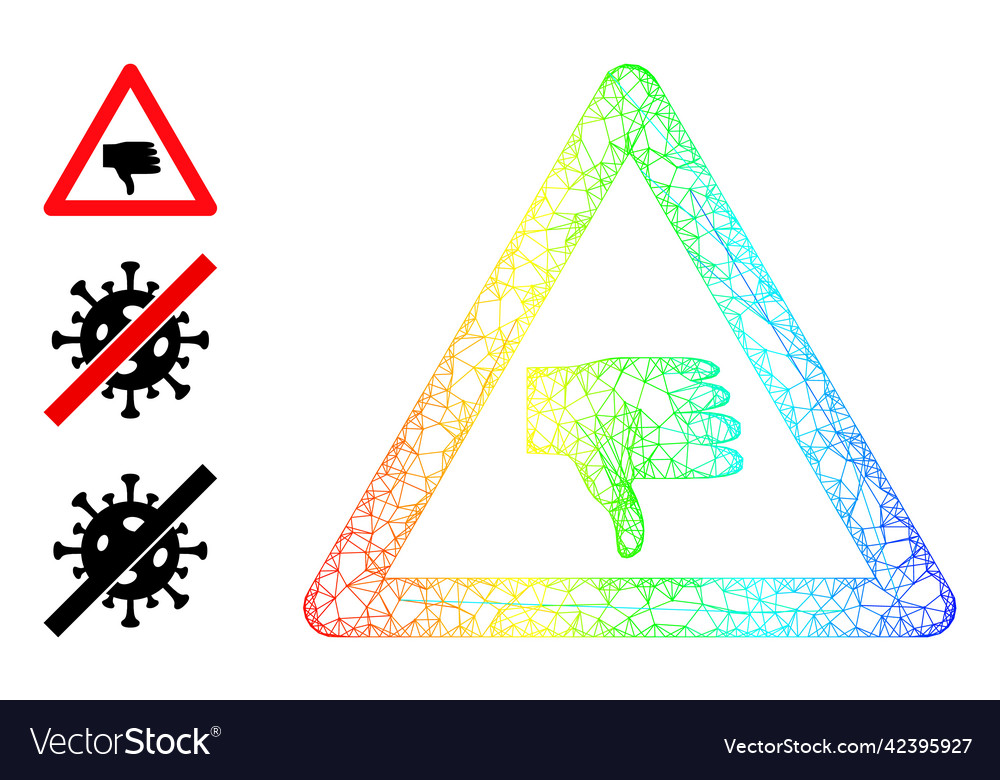 Rainbow gradient net mesh thumb down warning icon