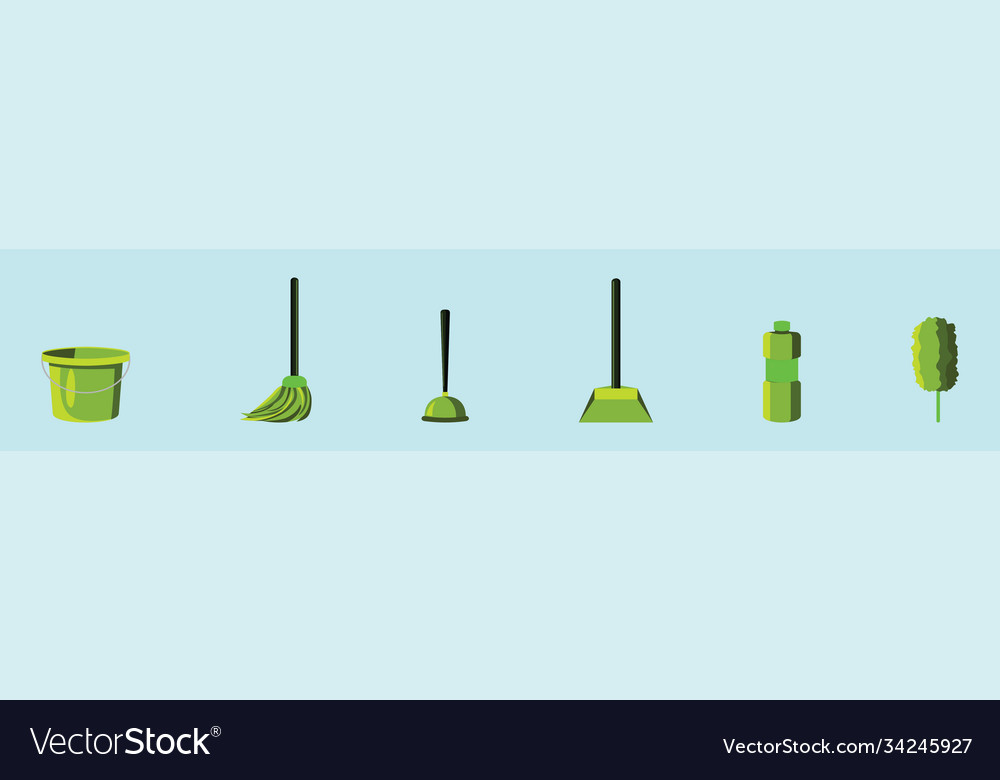 Set cleaning tools cartoon icon design