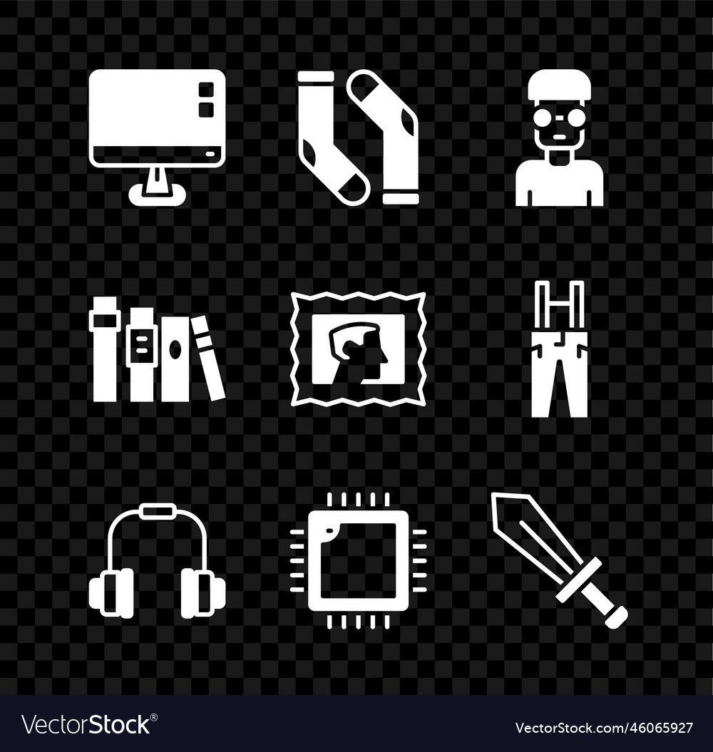 Set computer monitor screen socks nerd geek vector image Set computer monitor screen socks nerd geek