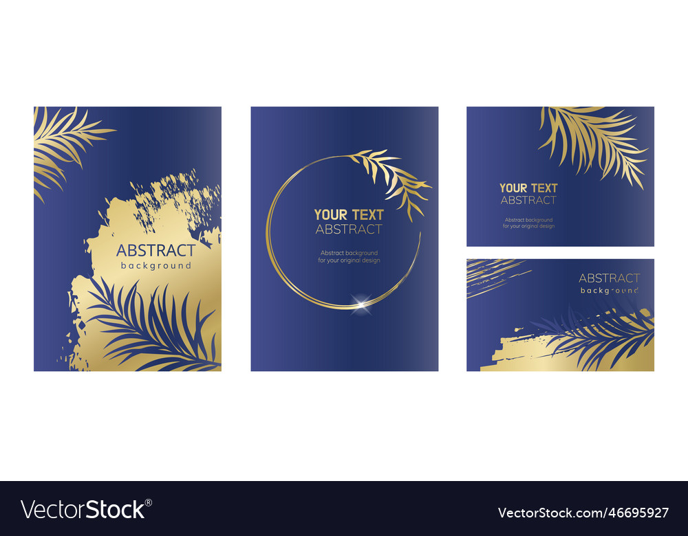 Set of blue and gold universal cards Royalty Free Vector