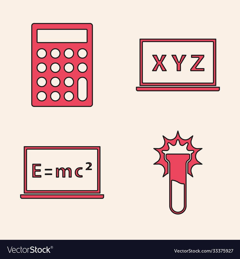 Set test tube and flask calculator xyz vector image Set test tube and flask calculator xyz