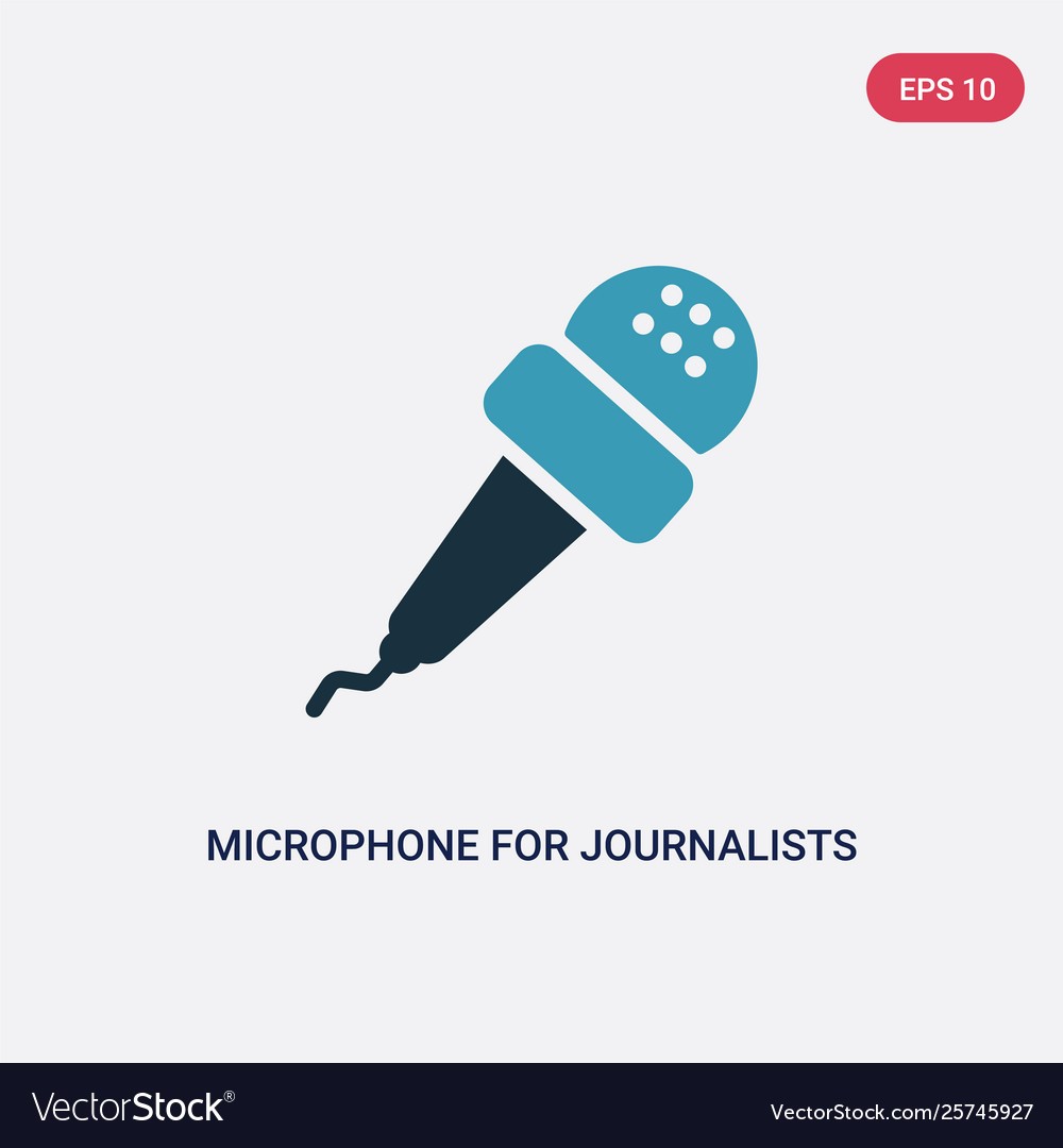 Two color microphone for journalists icon from