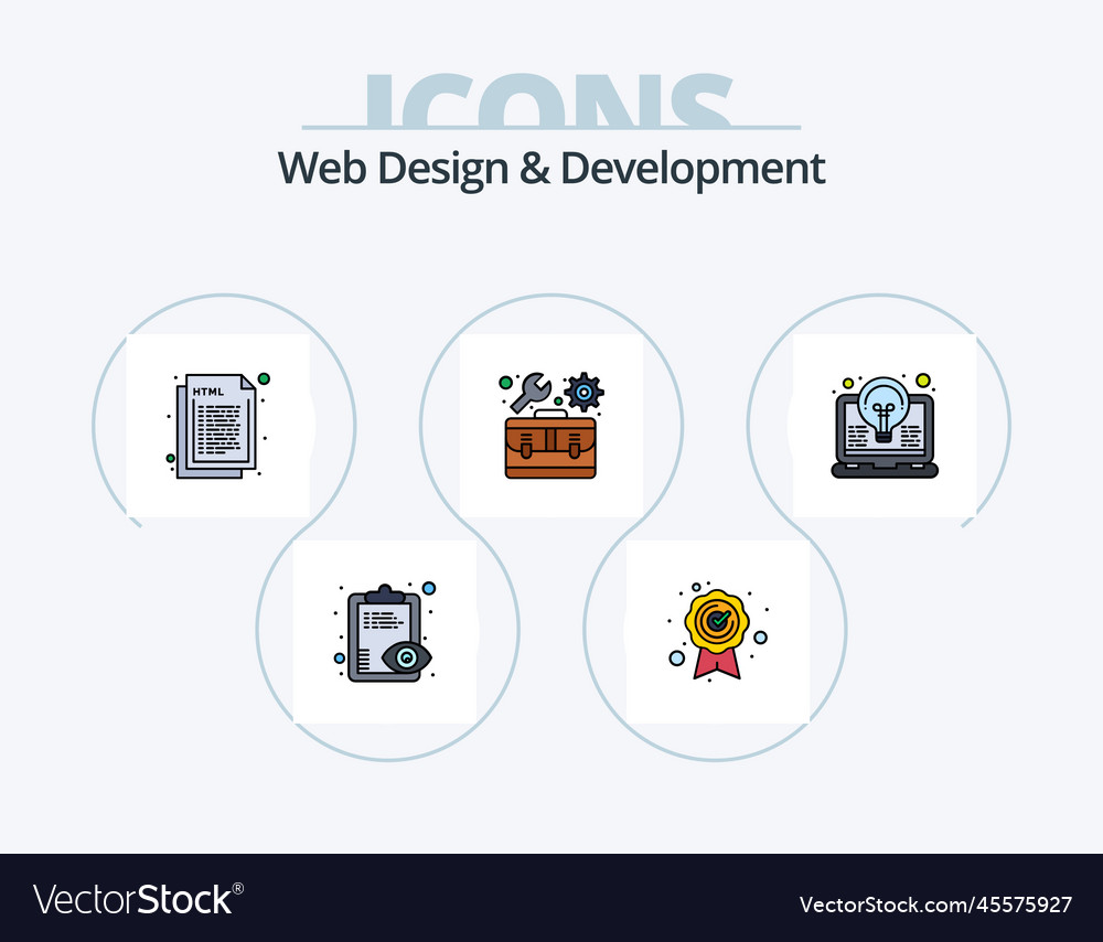 Web design and development line filled icon pack