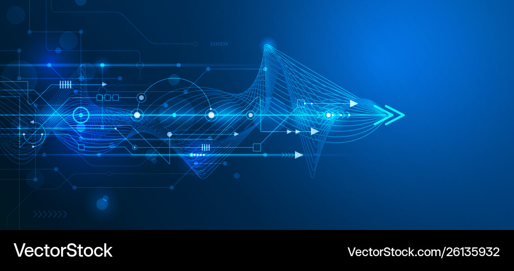 Abstract futuristic circuit board and mesh line Vector Image