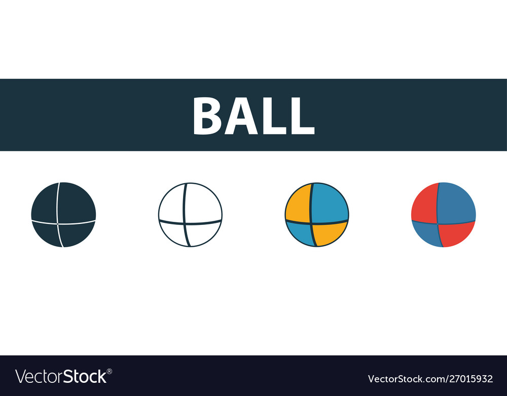 Ball icon set four elements in different styles