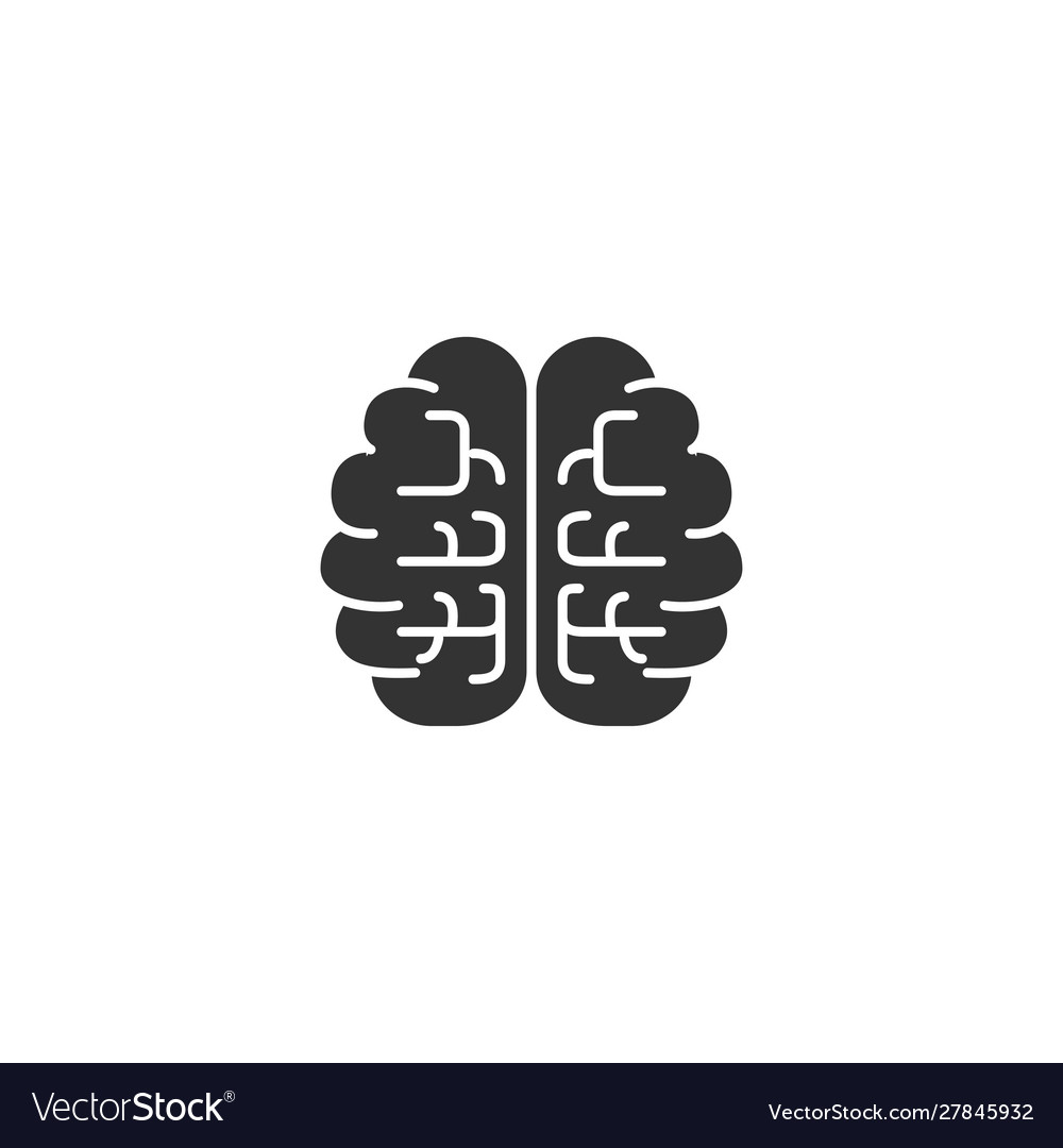 Brain icon black isolated Royalty Free Vector Image