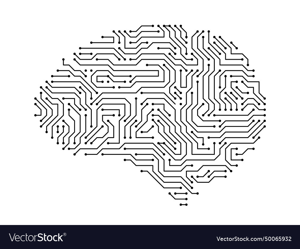 Circuit board brains artificial intelligence Vector Image