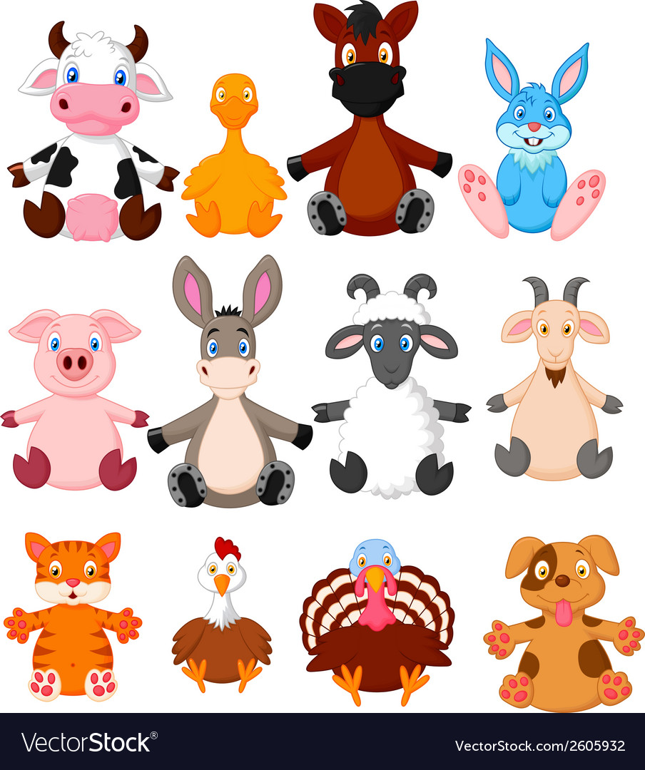 Farm Animal Cartoon Collection Royalty Free Vector Image