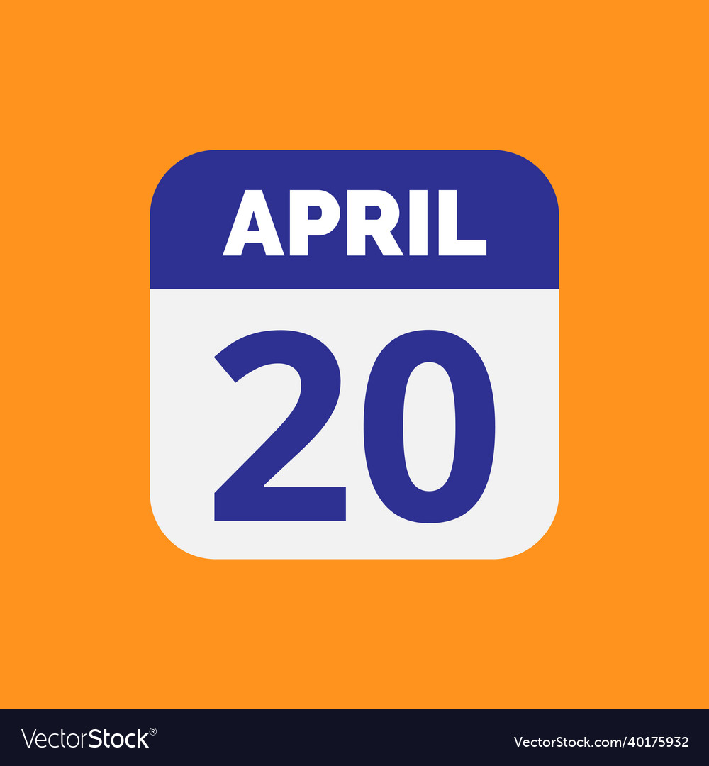 Flat april 20 calendar date icon stock