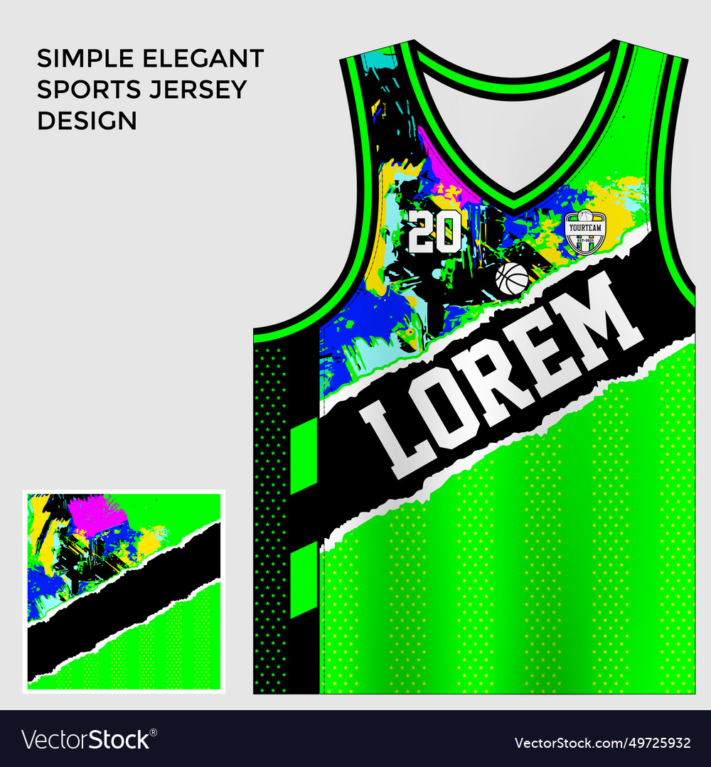 Green sublimation basketball jersey design 10 Vector Image