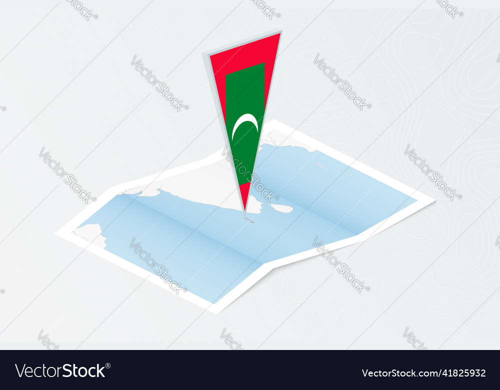 Isometric paper map of maldives with triangular vector image Isometric paper map of maldives with triangular