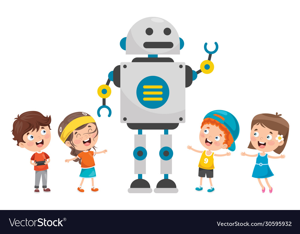 Kid using technology Royalty Free Vector Image