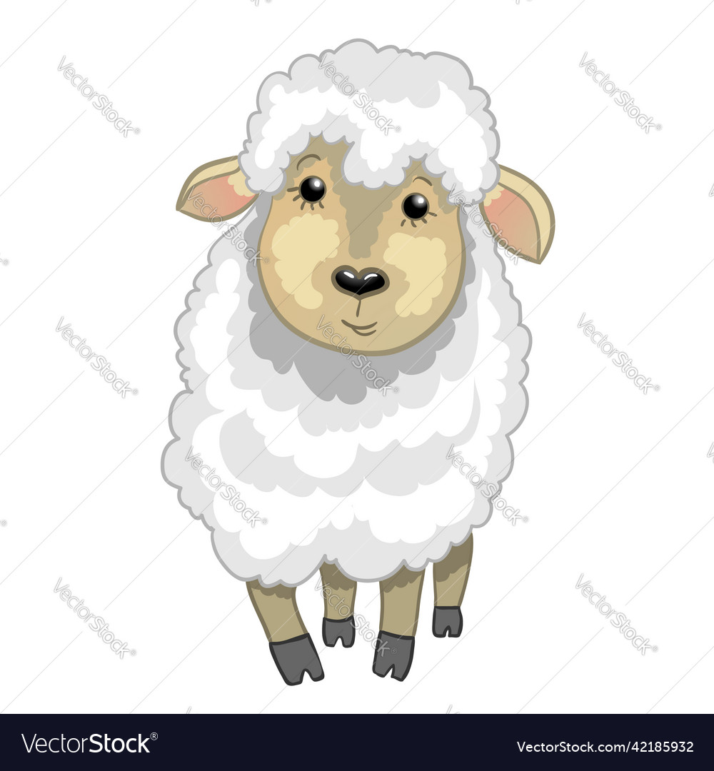 Little cute cartoon sheep Royalty Free Vector Image