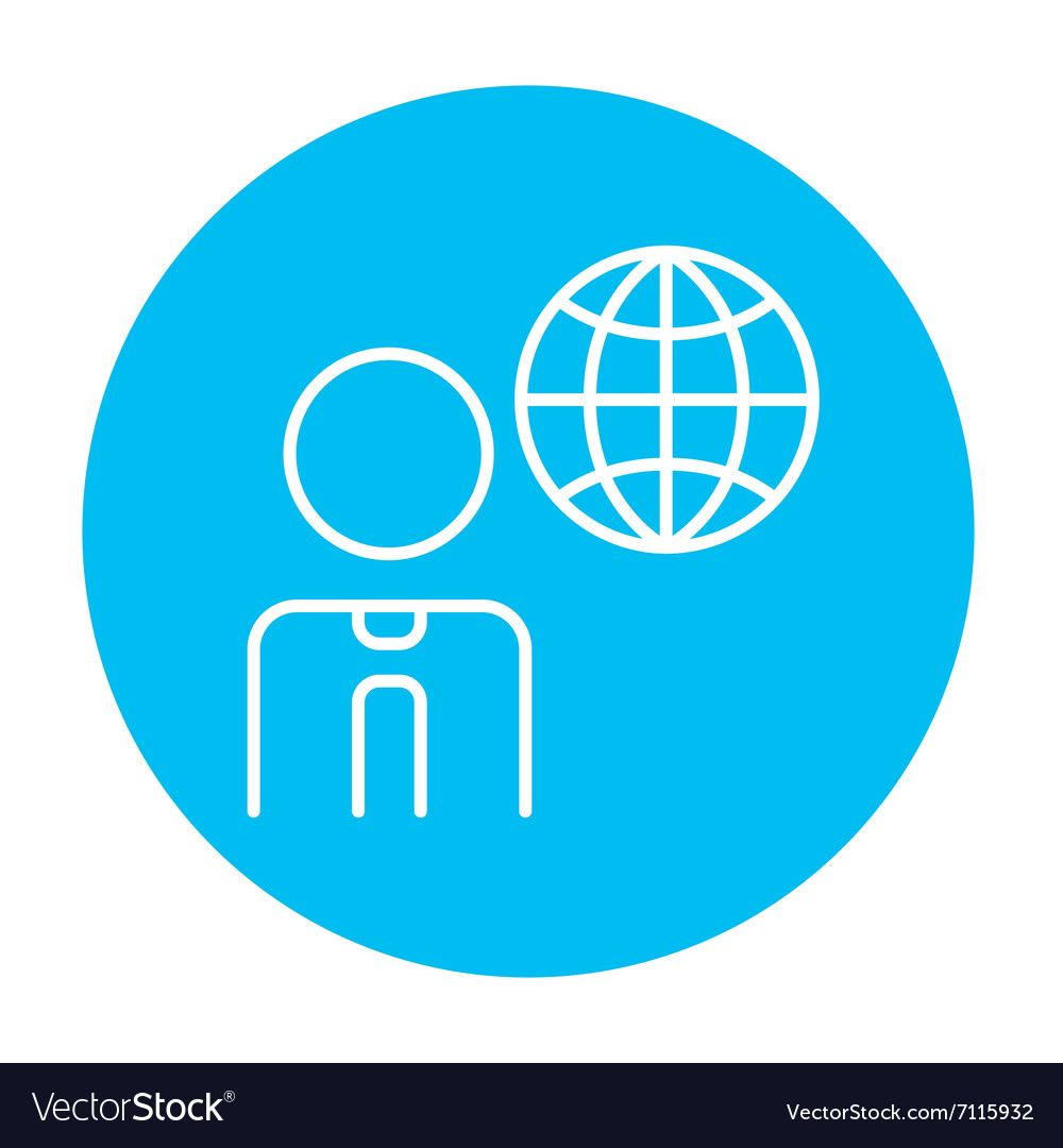 Man with globe line icon