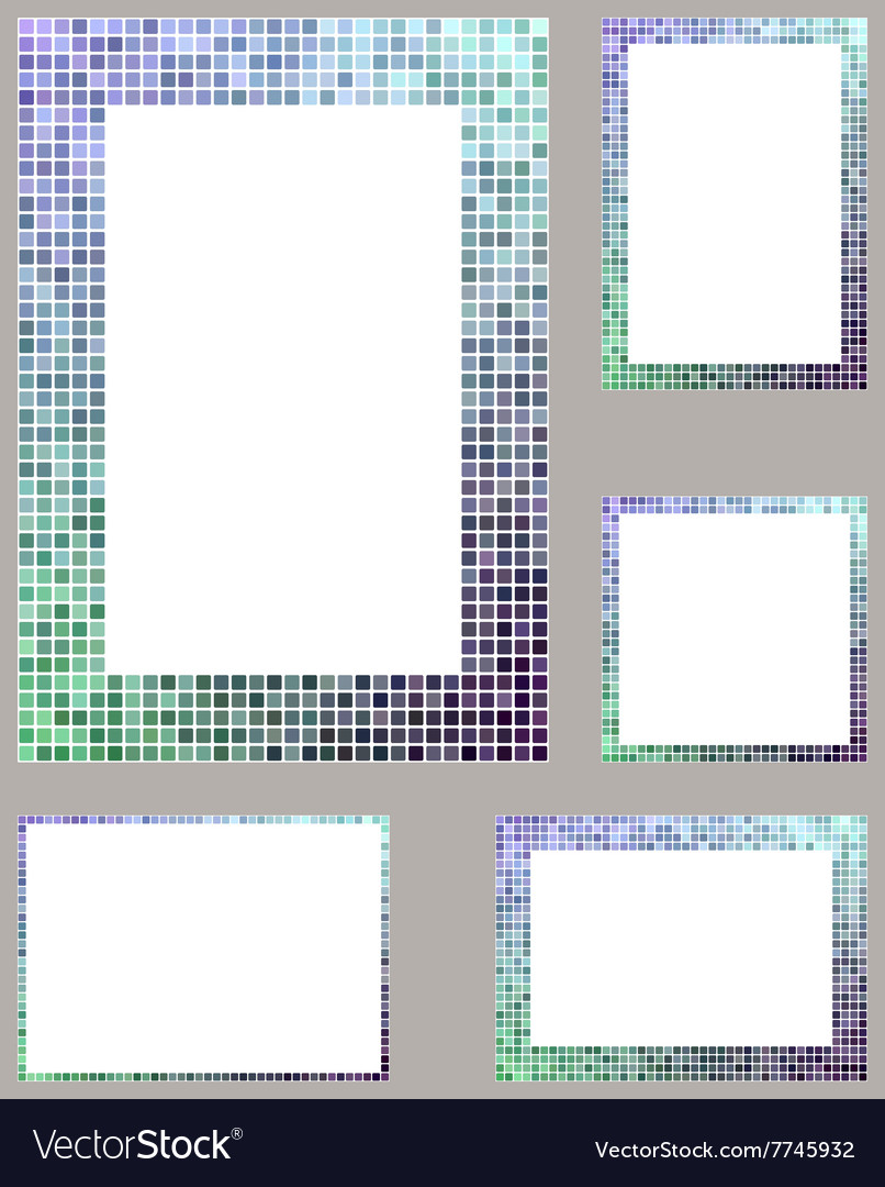 Pixel mosaic page border frame set