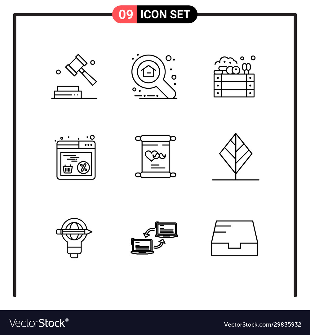 Set 9 line style icons for web and mobile Vector Image Set 9 line style icons for web and mobile
