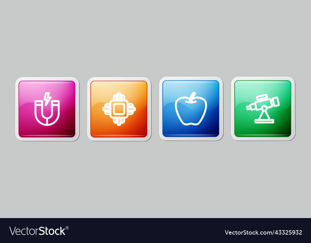 Set line magnet processor cpu apple vector image Set line magnet processor cpu apple