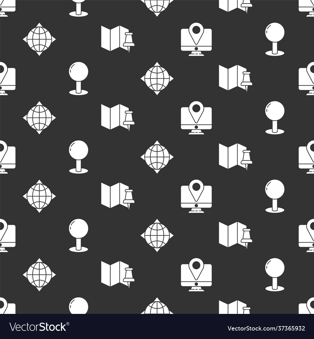 Set monitor with location marker push pin world Vector Image Set monitor with location marker push pin world