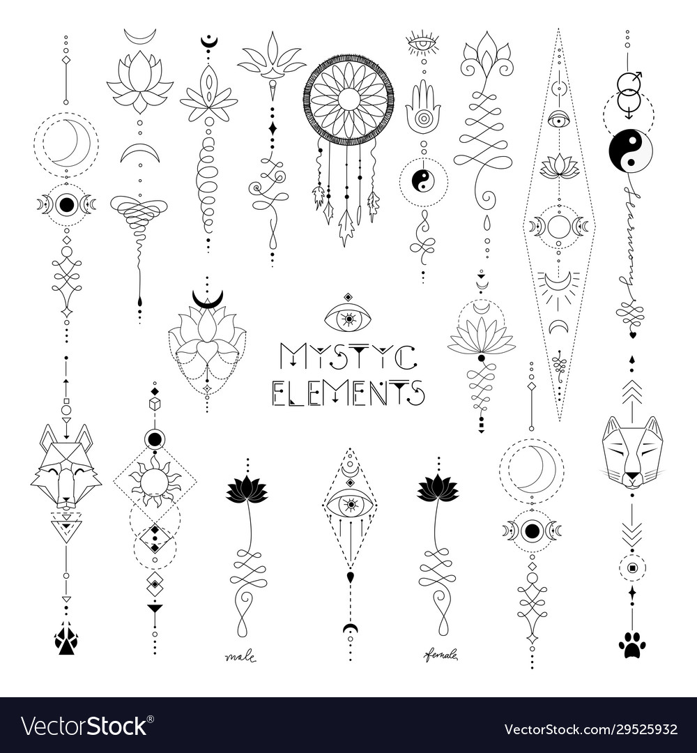 Set mystic elements Royalty Free Vector Image - VectorStock