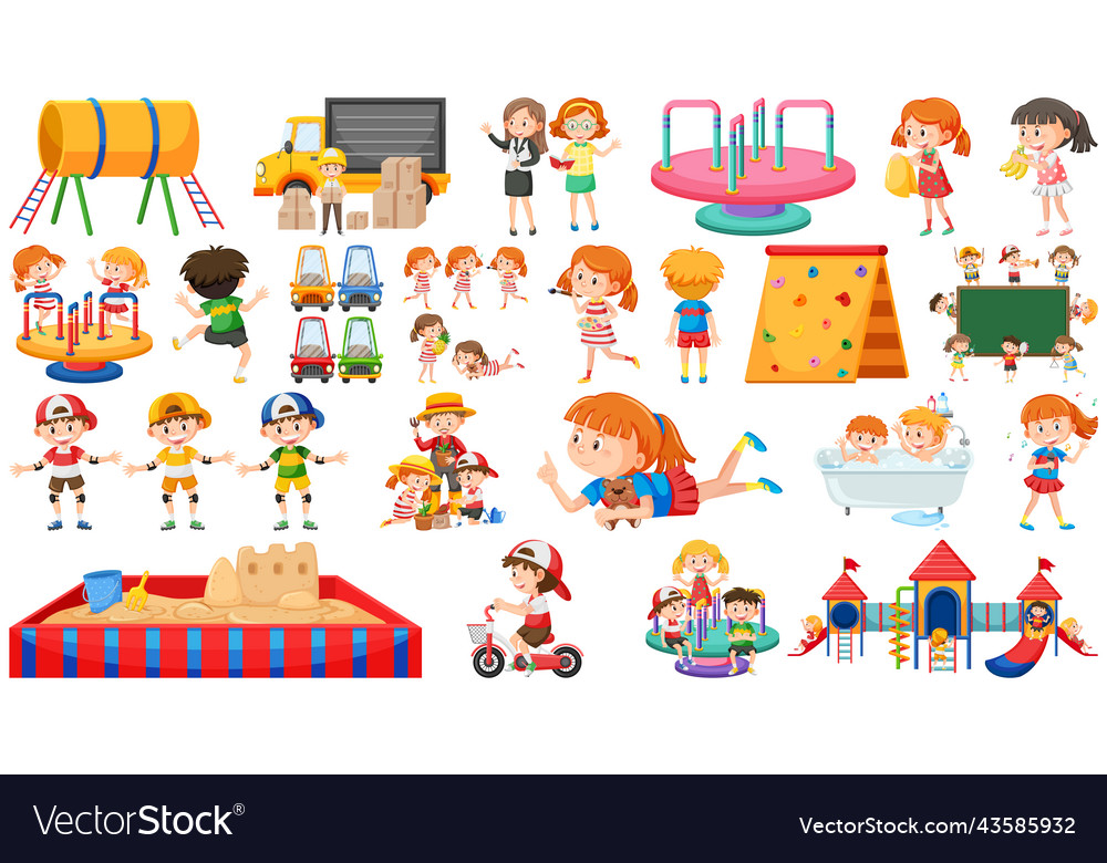 Set of children doing different activities Vector Image