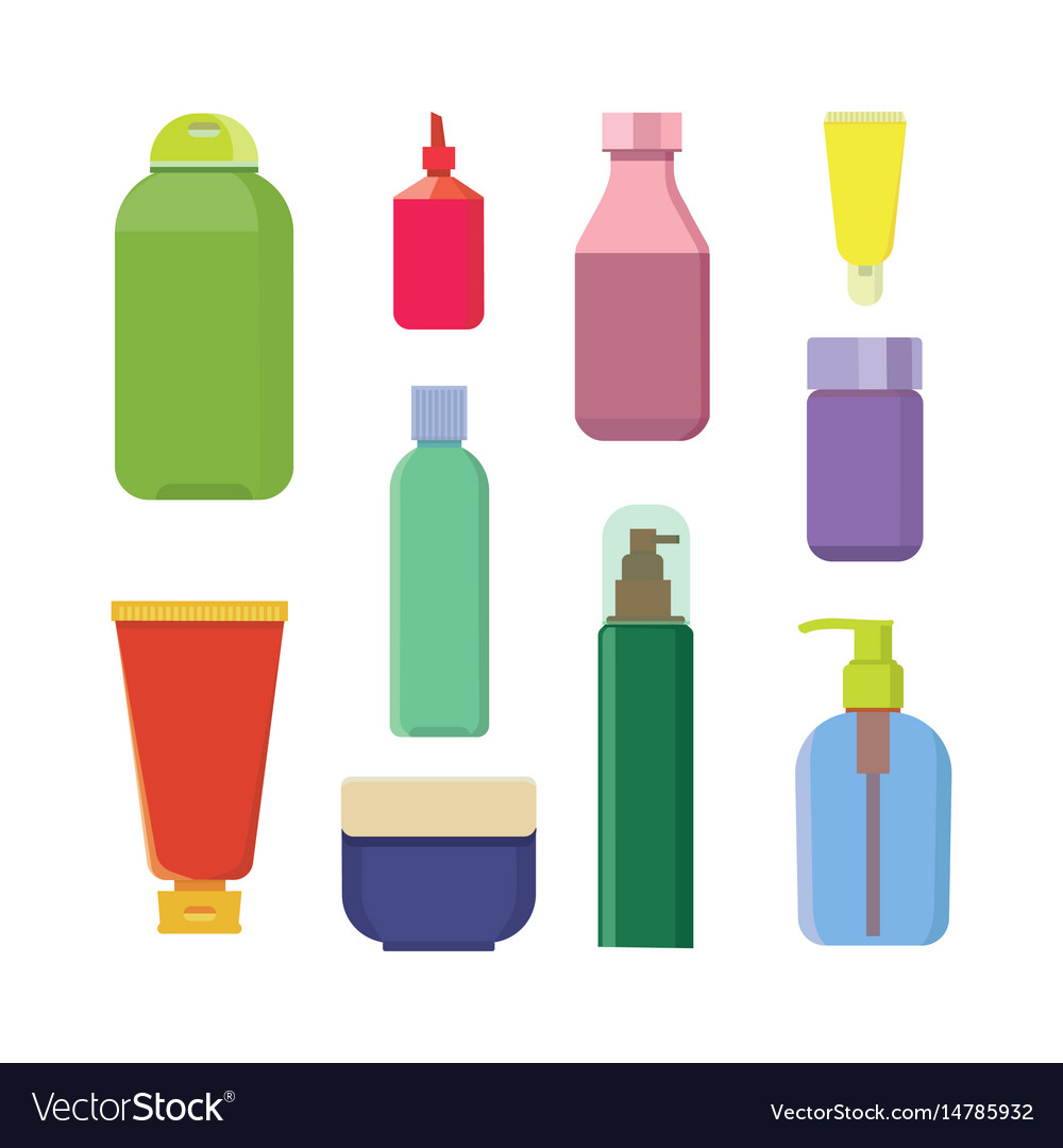 Set of color cosmetic bottle beauty spa Royalty Free Vector