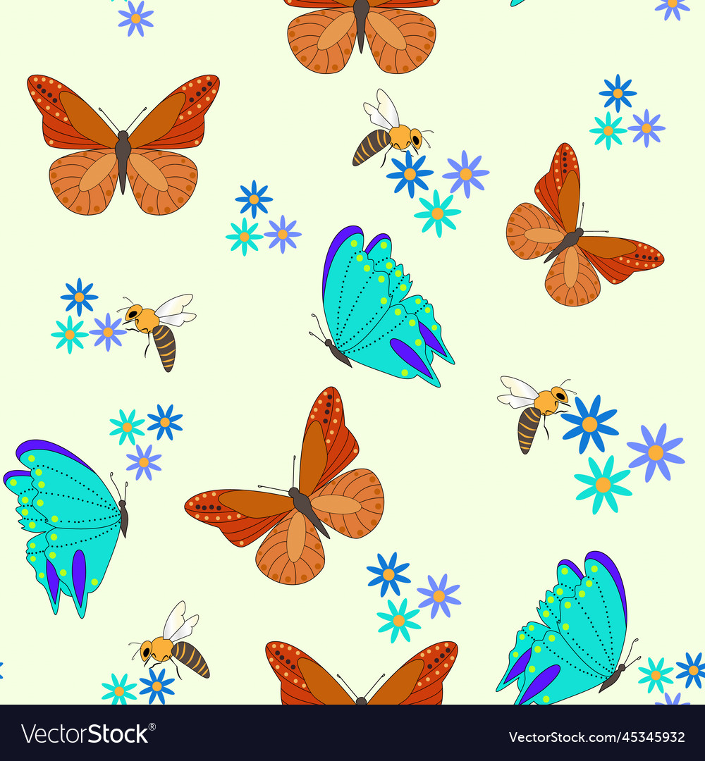 Spring seamless pattern butterflies