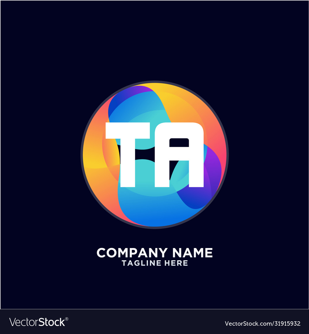 Ta initial logo with colorful circle template