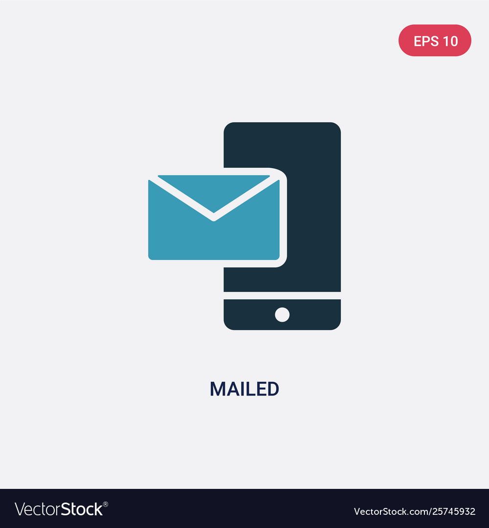 Two color mailed icon from multimedia concept