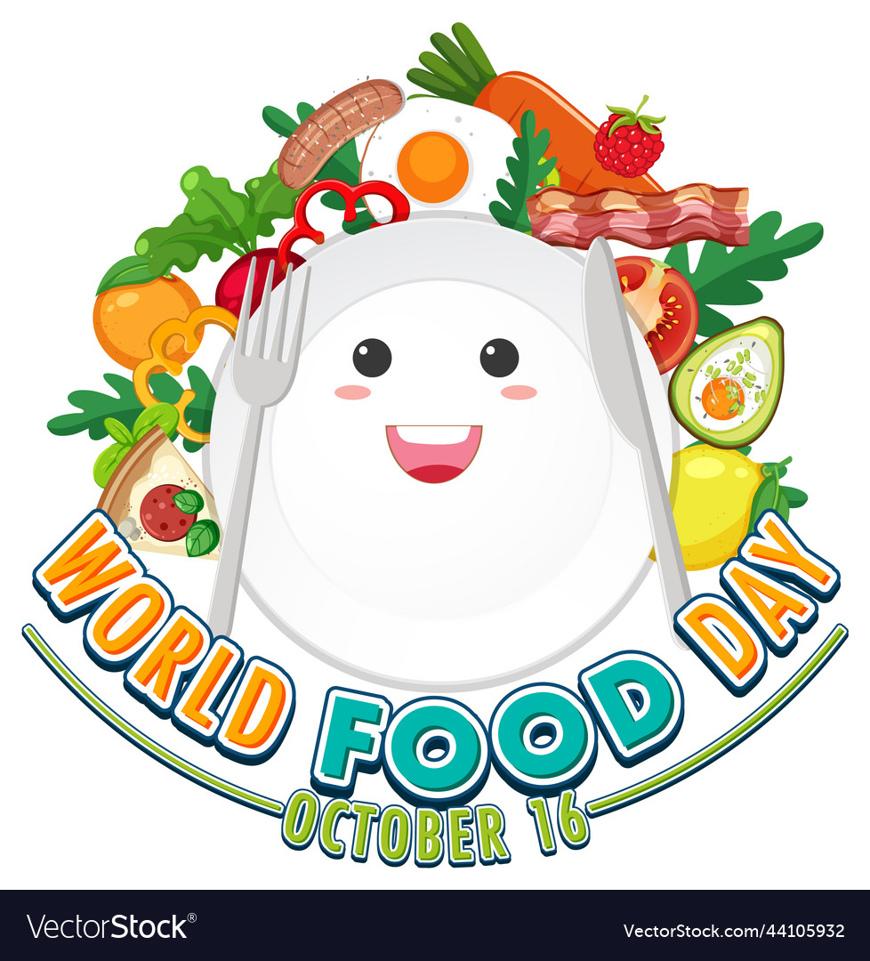 World food day text with elements