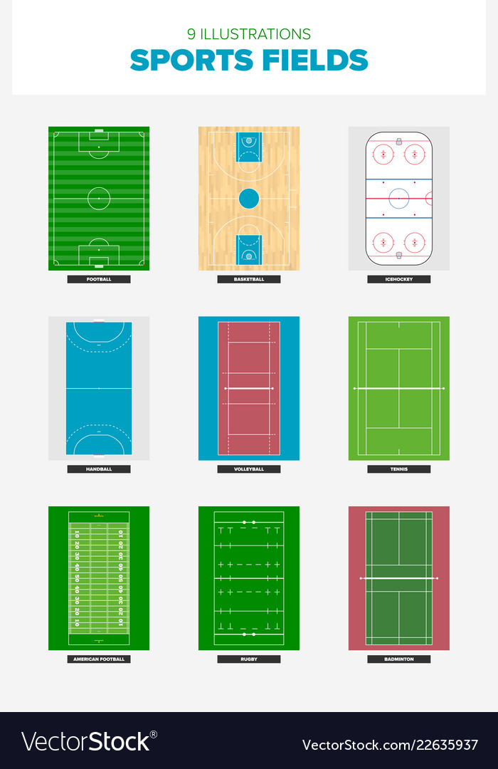 9 worlds most popular sports fields seen Vector Image