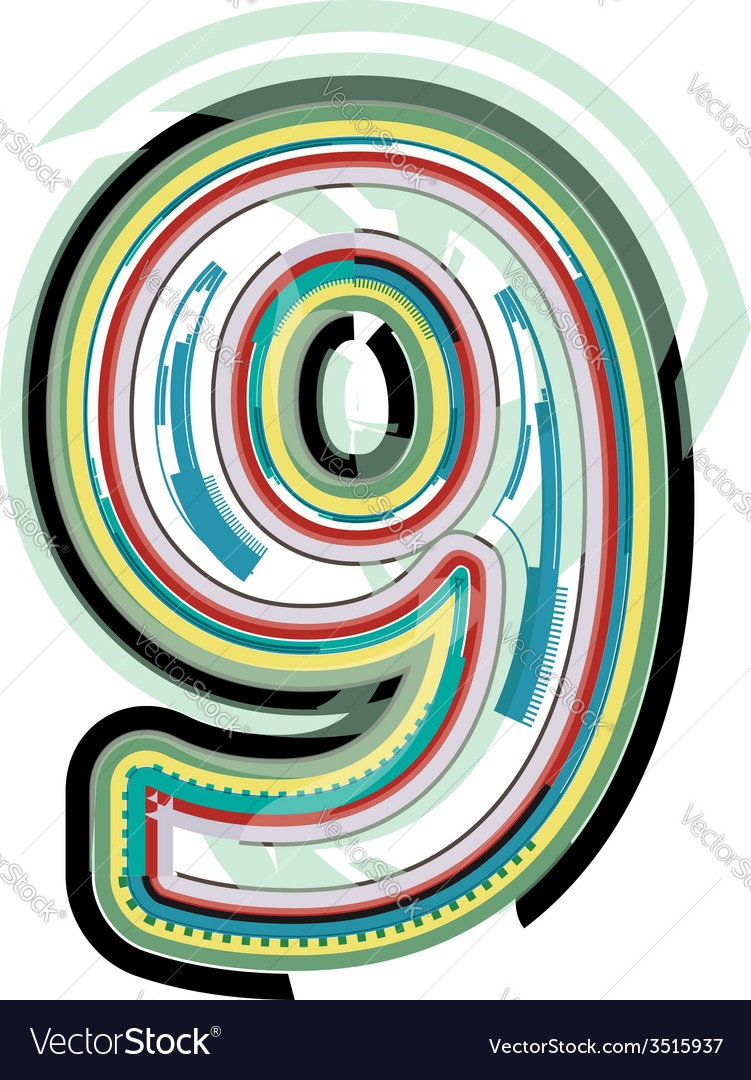Abstract colorful number 9