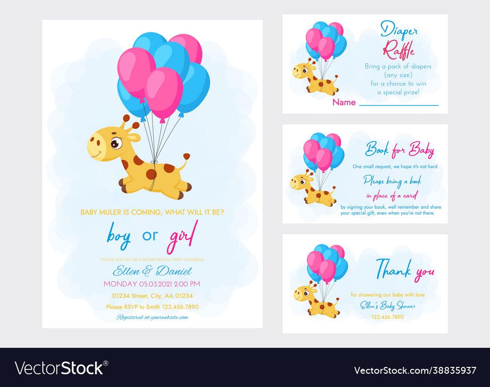 Baby shower printable party invitation card vector image Baby shower printable party invitation card