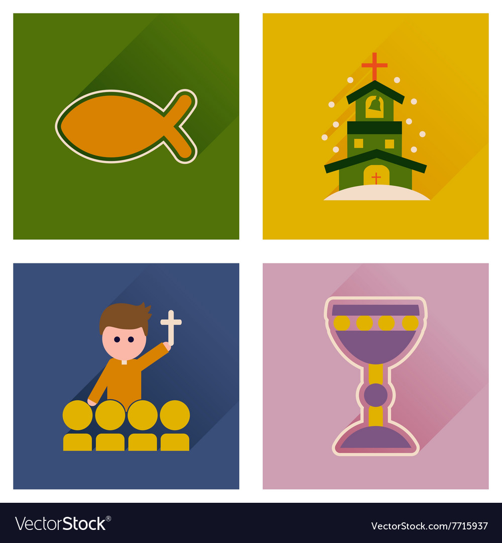 Concept of flat icons with long shadow