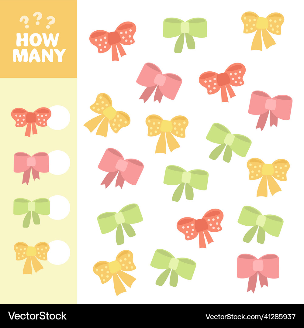 Counting game how many ribbon educational Vector Image