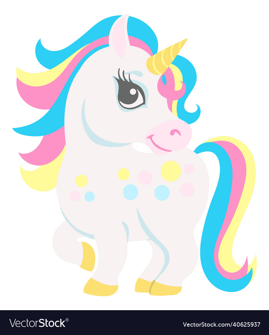 Cute unicorn standing happy cartoon animal Vector Image Cute unicorn standing happy cartoon animal