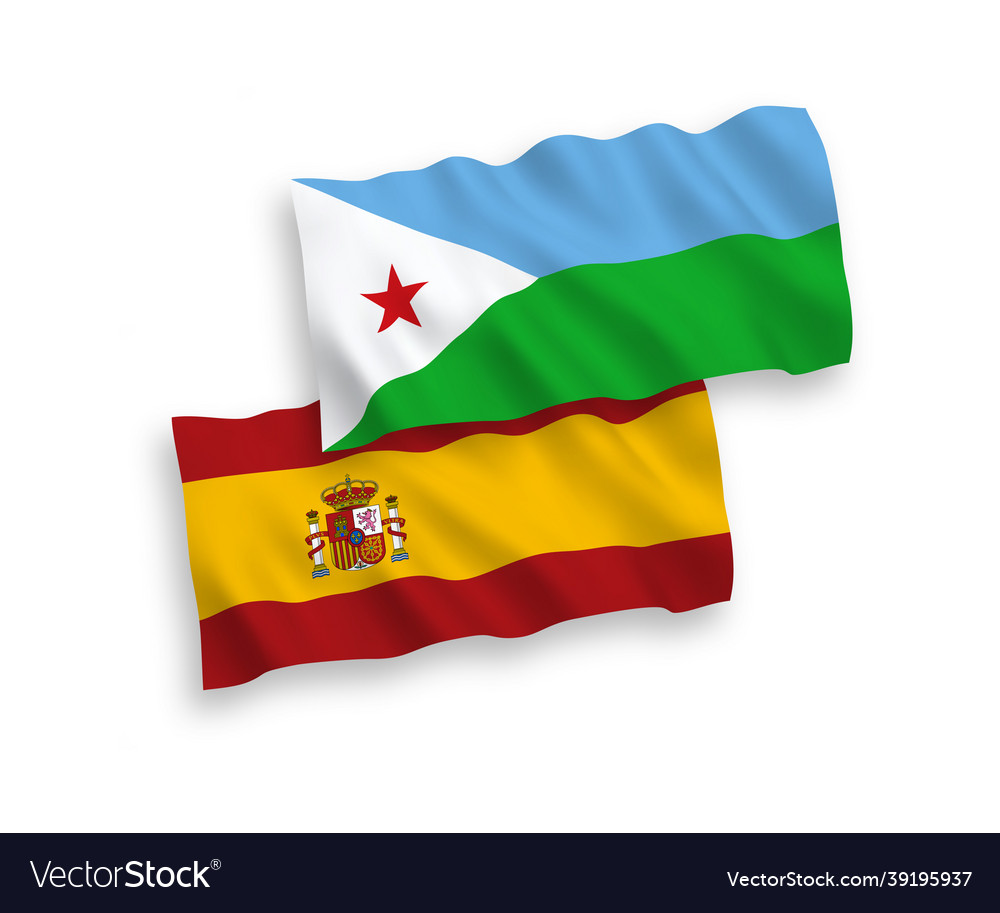 Flags of republic djibouti and spain on a white Vector Image