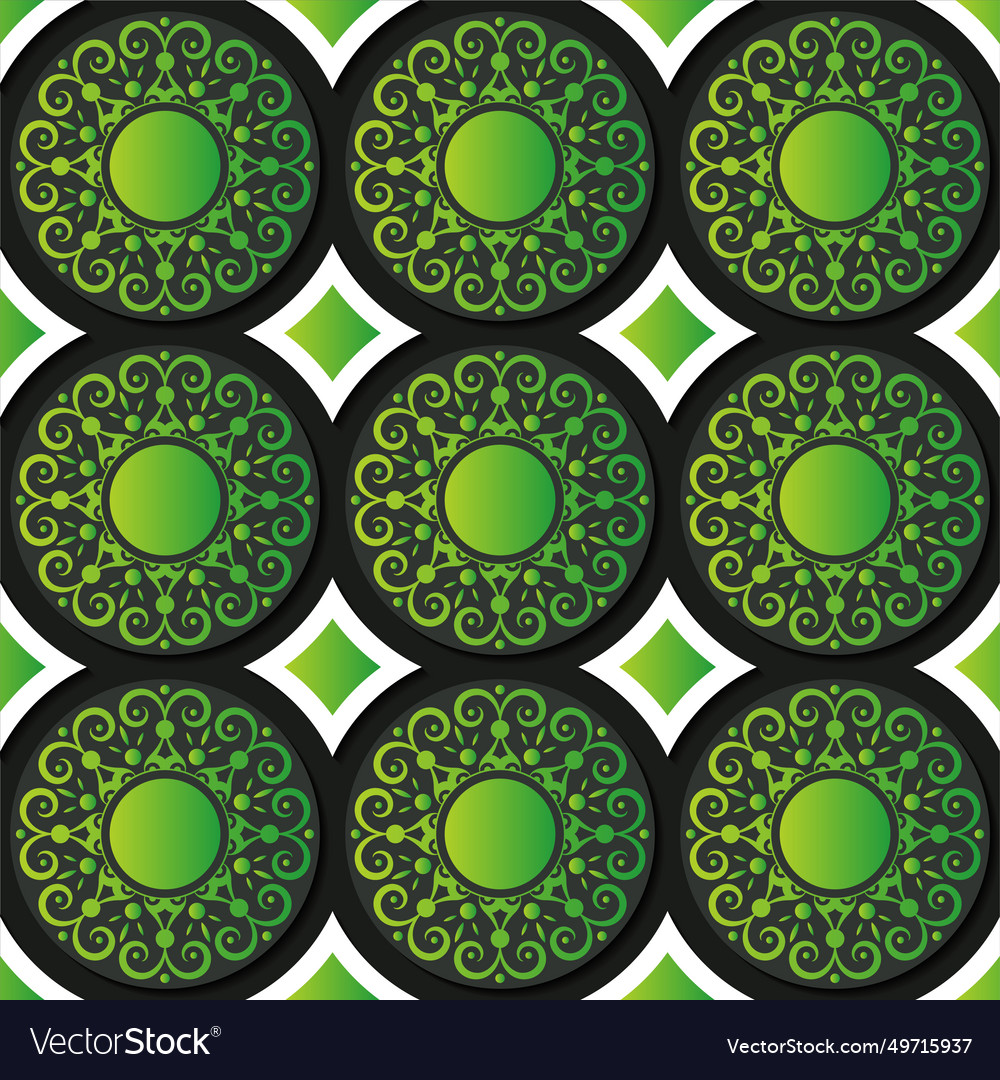 Green circle border pattern background vector image Green circle border pattern background