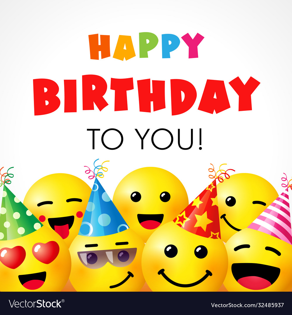 Happy birthday to you smile icons card Royalty Free Vector