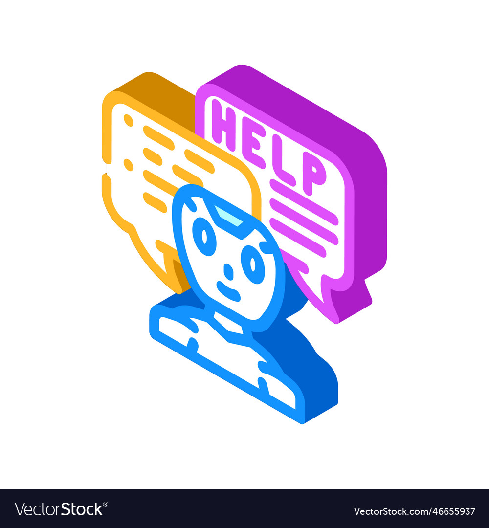 Help chat bot isometric icon vector image Help chat bot isometric icon