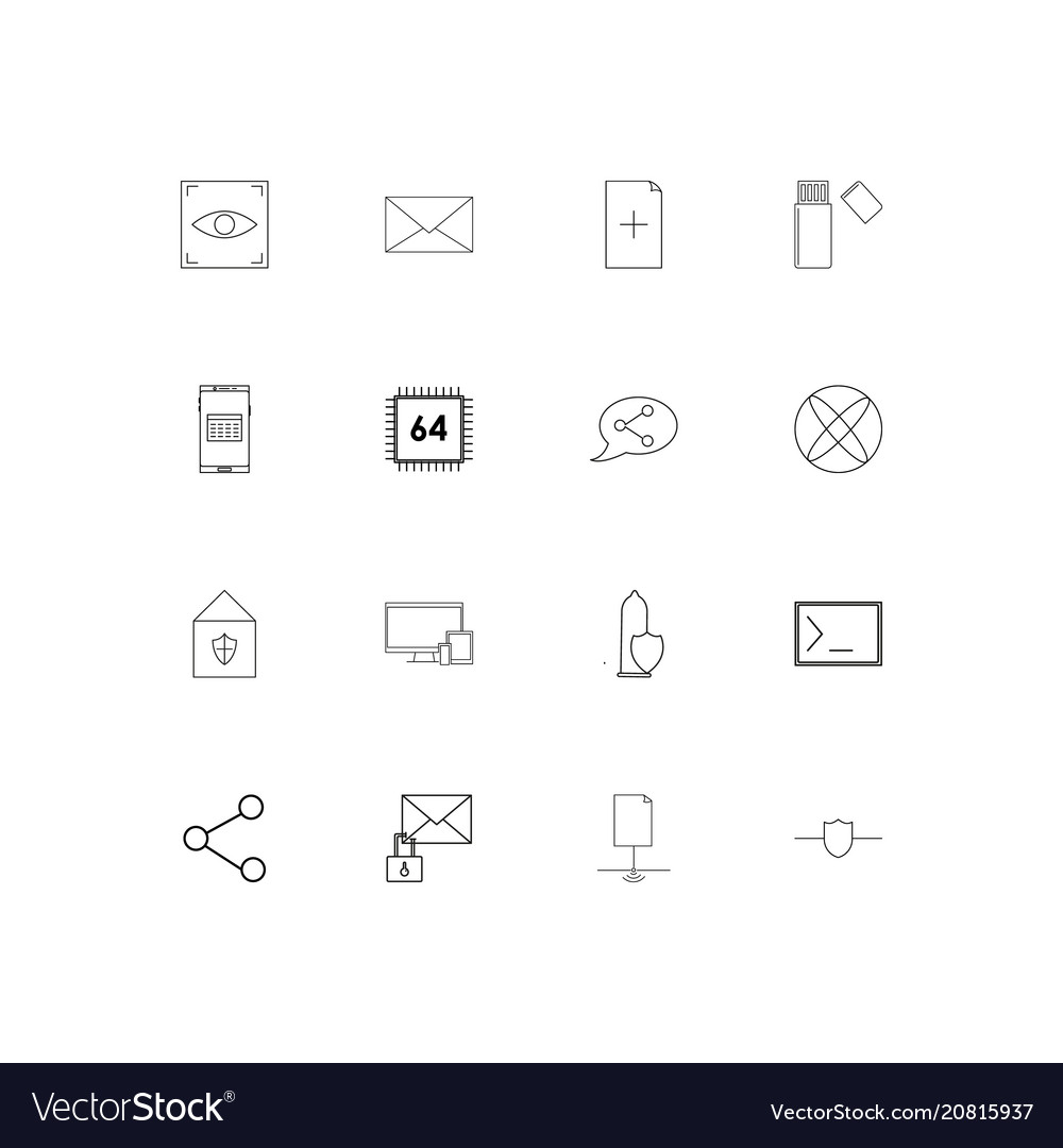 Internet technologies linear thin icons set