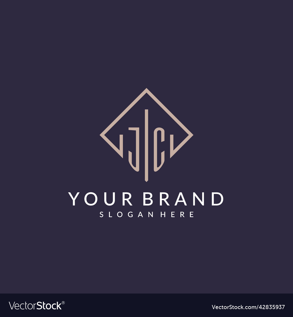 Jc initial monogram logo with rectangle style Vector Image