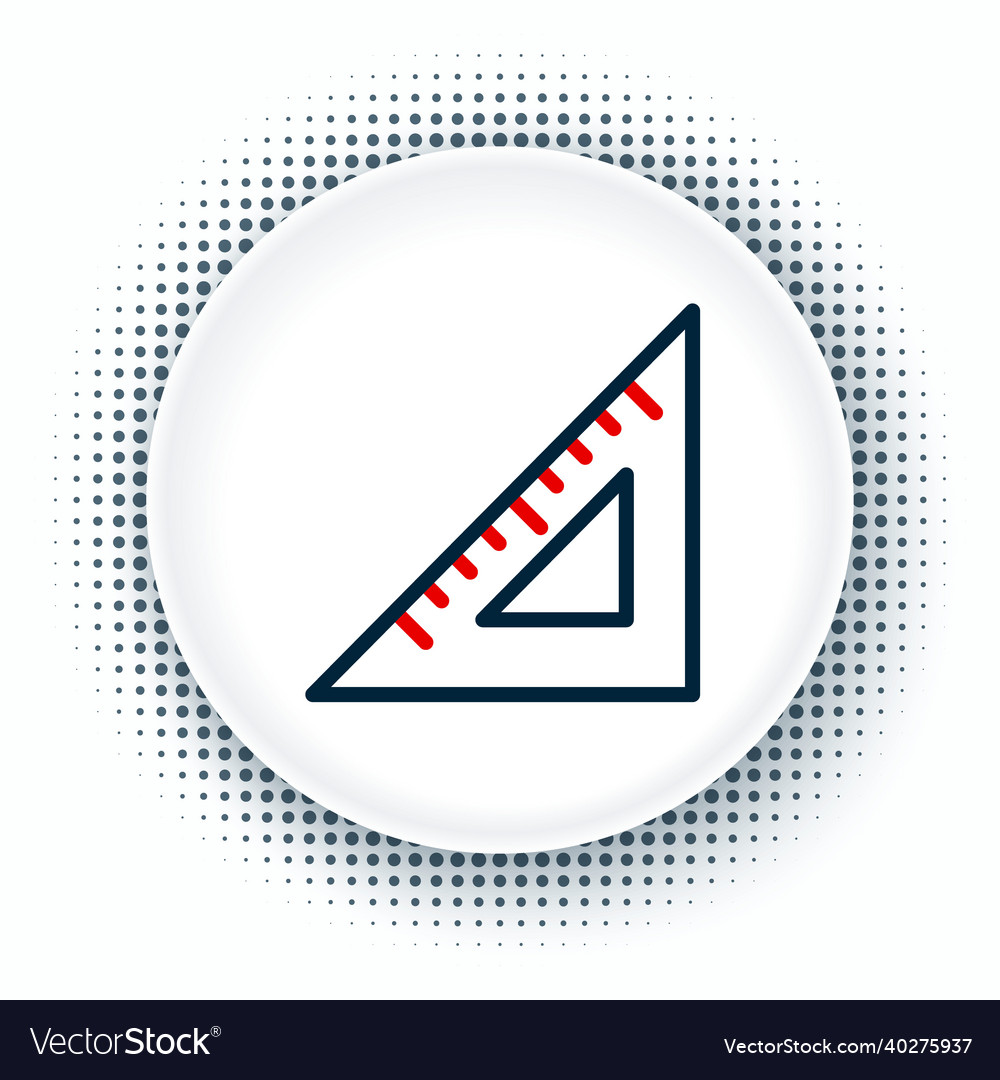 Line triangular ruler icon isolated on white