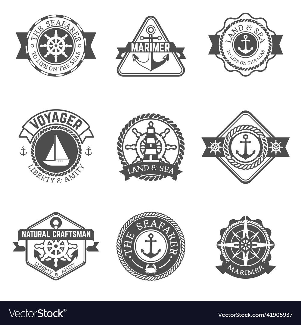 Nautical isolated label set Royalty Free Vector Image