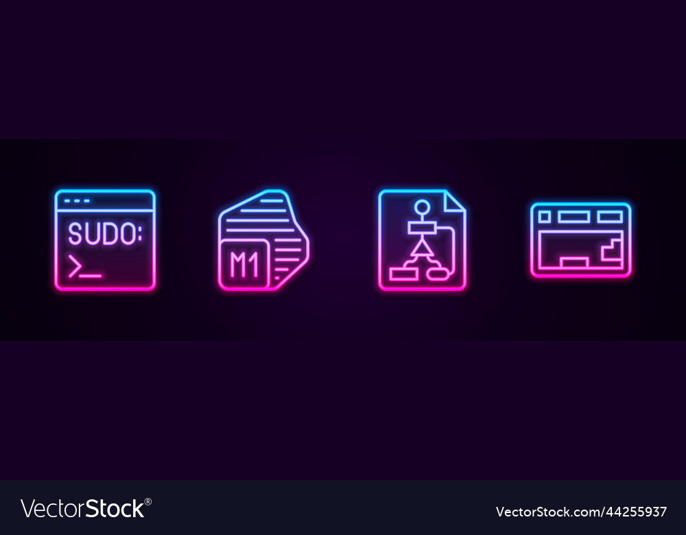 Set line code terminal processor flowchart vector image Set line code terminal processor flowchart