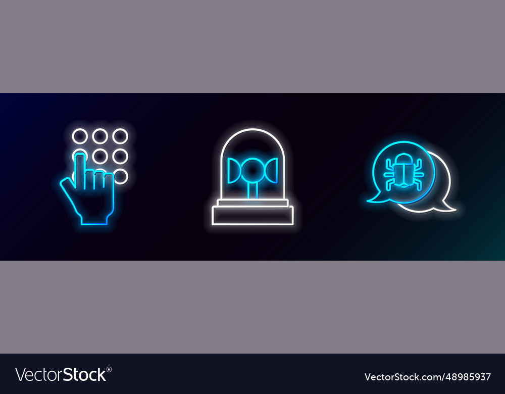 Set line system bug password protection vector image Set line system bug password protection